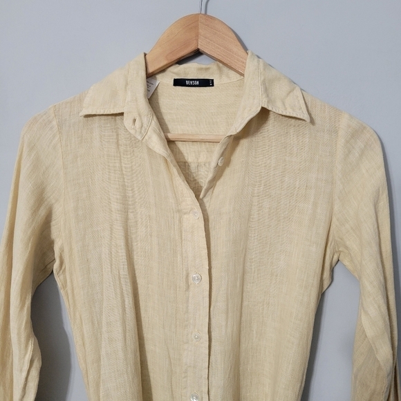 Benson NYC Beige Linen Button Down Shirtdress - Picture 4 of 9